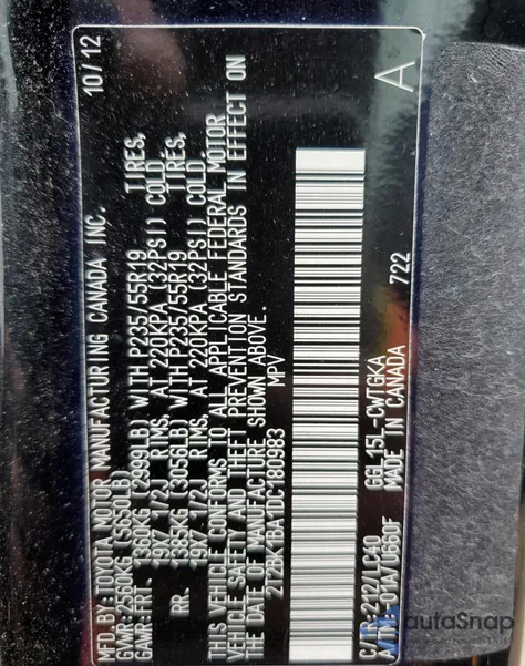 2013 Lexus Rx 350 Base from USA, damaged, VIN 2T2BK1BA1DC180983